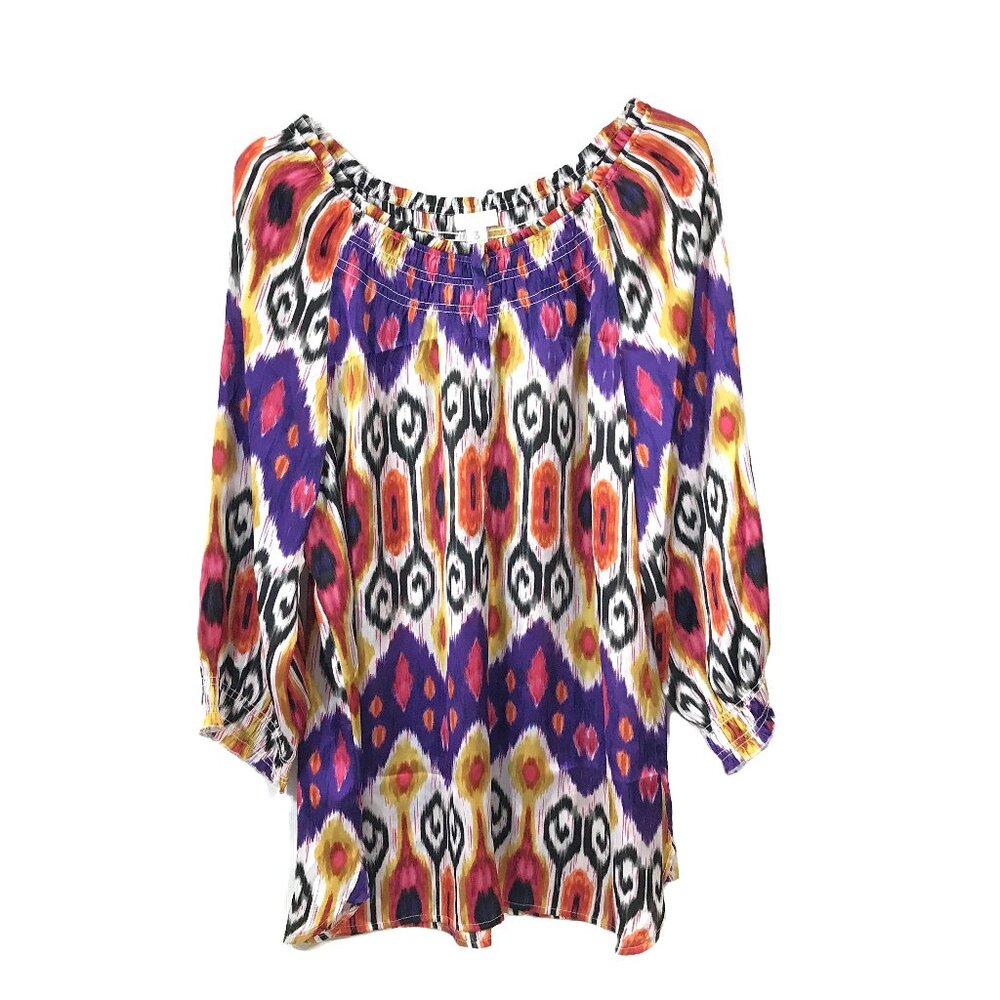 Chico's Lightweight Blouse Colorful Half Sleeve Plus Size 3, Size 16, 18